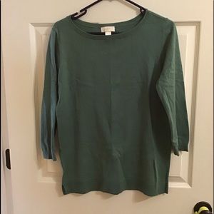 Loft green sweater 3/4 sleeves medium NWOT